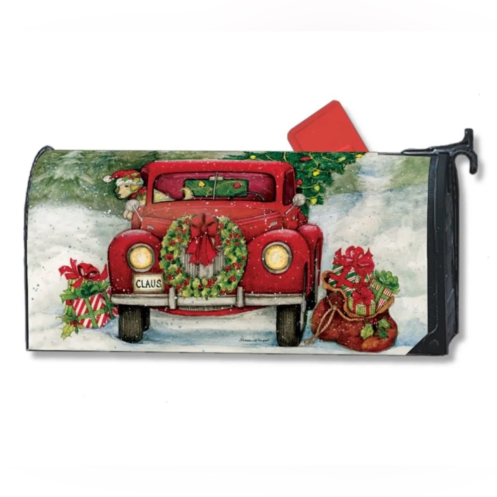 Christmas Mailbox Cover MailWraps Magnetic Bringing Home The Tree Mail Box Decor